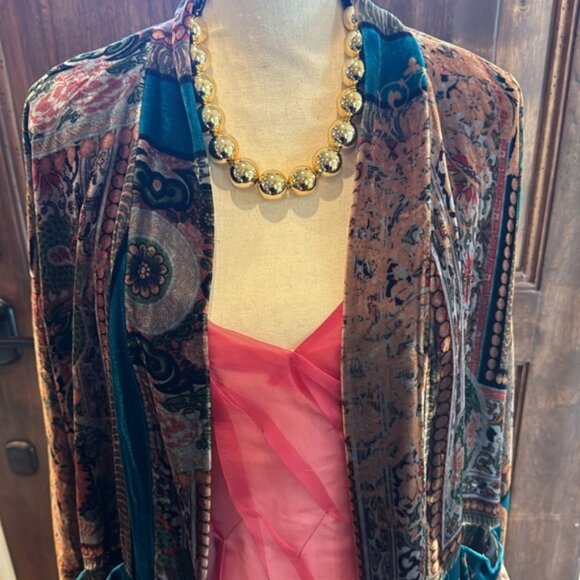 Johnny Was Velvet Multi Colored Cardigan - Picture 2 of 15